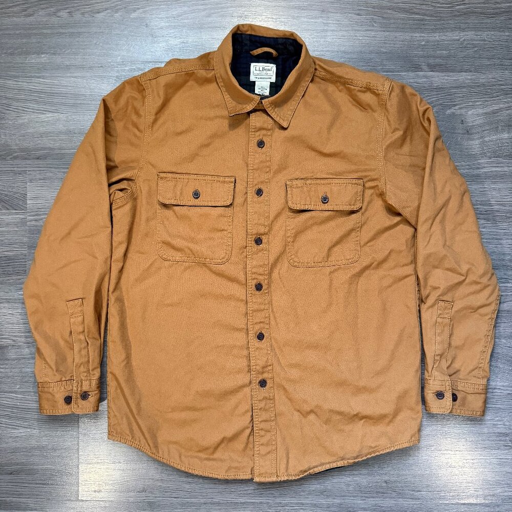 L.L. Bean Men's Flannel-Lined Hurricane Shirt Jacket - Brown